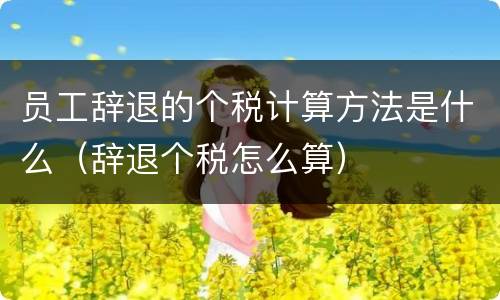 员工辞退的个税计算方法是什么（辞退个税怎么算）