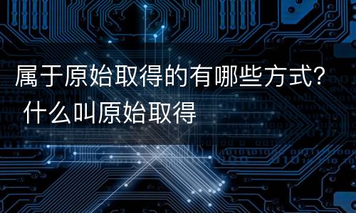 属于原始取得的有哪些方式？ 什么叫原始取得