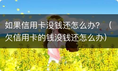 如果信用卡没钱还怎么办？（欠信用卡的钱没钱还怎么办）