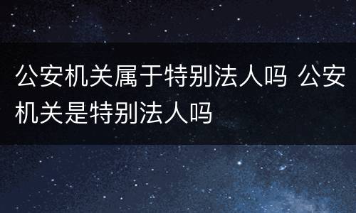 公安机关属于特别法人吗 公安机关是特别法人吗