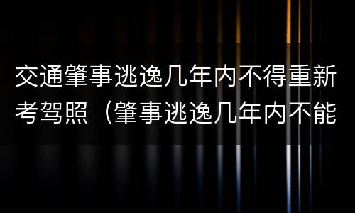 交通肇事逃逸几年内不得重新考驾照（肇事逃逸几年内不能考驾照）
