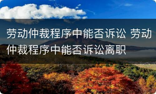 劳动仲裁程序中能否诉讼 劳动仲裁程序中能否诉讼离职