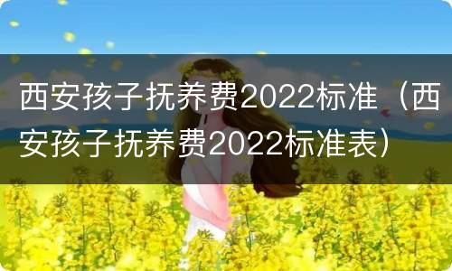 西安孩子抚养费2022标准（西安孩子抚养费2022标准表）