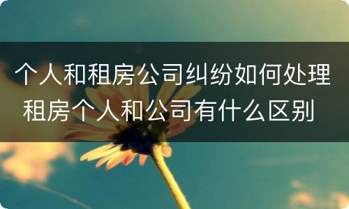 个人和租房公司纠纷如何处理 租房个人和公司有什么区别