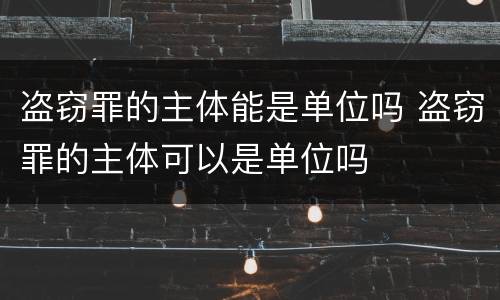 盗窃罪的主体能是单位吗 盗窃罪的主体可以是单位吗