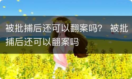 被批捕后还可以翻案吗？ 被批捕后还可以翻案吗