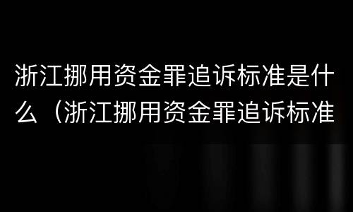 浙江挪用资金罪追诉标准是什么（浙江挪用资金罪追诉标准是什么呢）