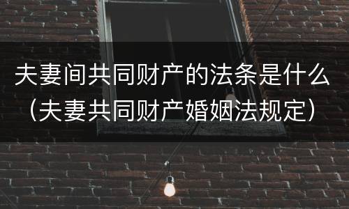 夫妻间共同财产的法条是什么（夫妻共同财产婚姻法规定）