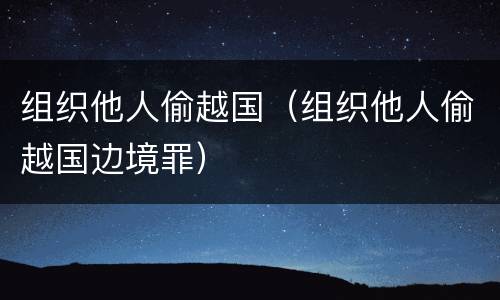 组织他人偷越国（组织他人偷越国边境罪）