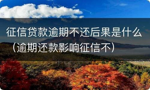 征信贷款逾期不还后果是什么（逾期还款影响征信不）