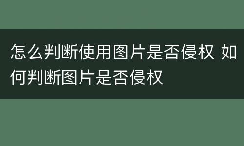 怎么判断使用图片是否侵权 如何判断图片是否侵权