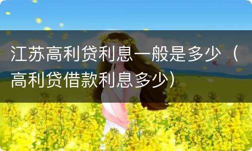 江苏高利贷利息一般是多少（高利贷借款利息多少）