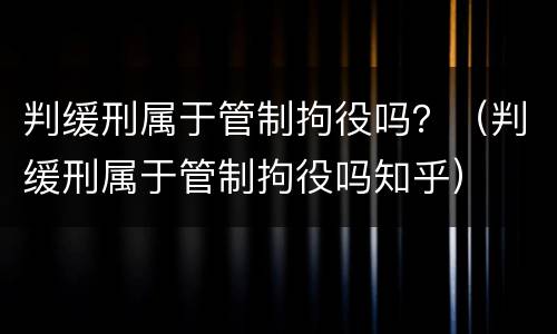 判缓刑属于管制拘役吗？（判缓刑属于管制拘役吗知乎）