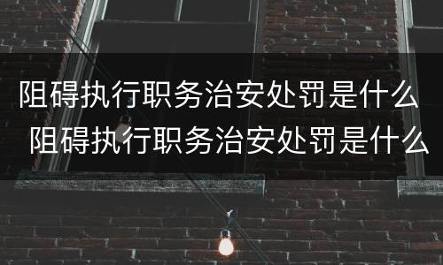 阻碍执行职务治安处罚是什么 阻碍执行职务治安处罚是什么意思