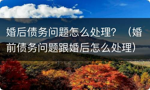 婚后债务问题怎么处理？（婚前债务问题跟婚后怎么处理）