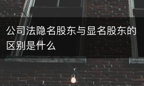 公司法隐名股东与显名股东的区别是什么