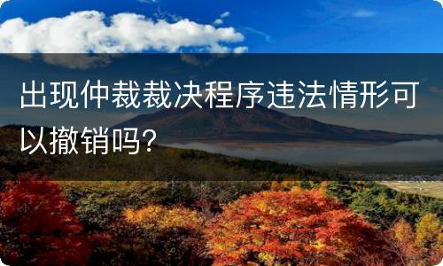 出现仲裁裁决程序违法情形可以撤销吗？
