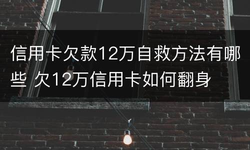 信用卡欠款12万自救方法有哪些 欠12万信用卡如何翻身