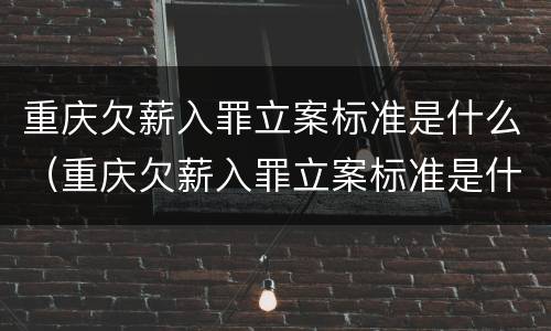 重庆欠薪入罪立案标准是什么（重庆欠薪入罪立案标准是什么样的）