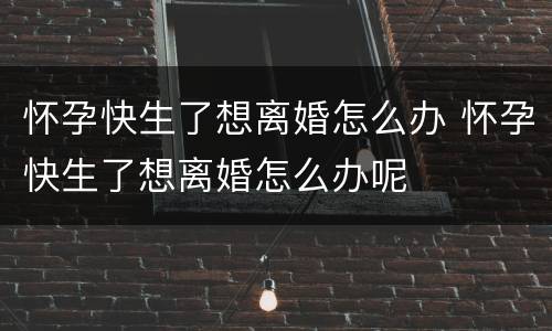 怀孕快生了想离婚怎么办 怀孕快生了想离婚怎么办呢