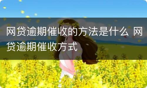 网贷逾期催收的方法是什么 网贷逾期催收方式