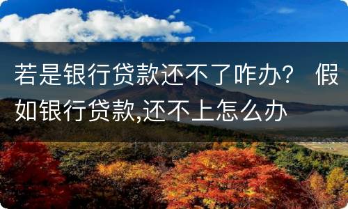若是银行贷款还不了咋办？ 假如银行贷款,还不上怎么办