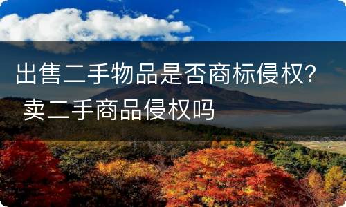 出售二手物品是否商标侵权？ 卖二手商品侵权吗