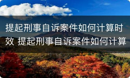 提起刑事自诉案件如何计算时效 提起刑事自诉案件如何计算时效呢
