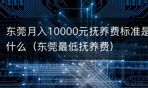东莞月入10000元抚养费标准是什么（东莞最低抚养费）