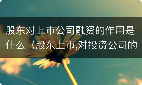 股东对上市公司融资的作用是什么（股东上市,对投资公司的影响）
