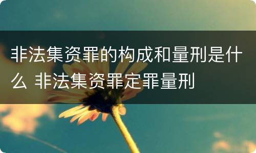 非法集资罪的构成和量刑是什么 非法集资罪定罪量刑