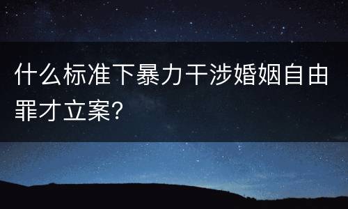 什么标准下暴力干涉婚姻自由罪才立案？