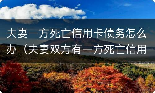 夫妻一方死亡信用卡债务怎么办（夫妻双方有一方死亡信用卡需要还吗）