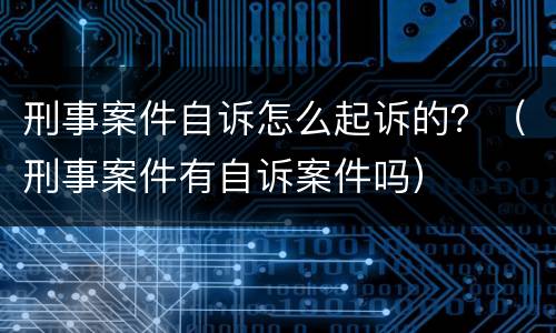 刑事案件自诉怎么起诉的？（刑事案件有自诉案件吗）