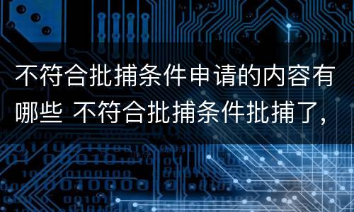 不符合批捕条件申请的内容有哪些 不符合批捕条件批捕了,怎么追责
