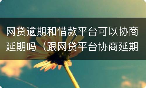 网贷逾期和借款平台可以协商延期吗（跟网贷平台协商延期还款可以吗）