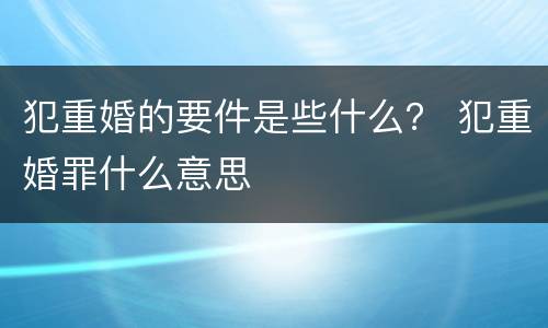 犯重婚的要件是些什么？ 犯重婚罪什么意思