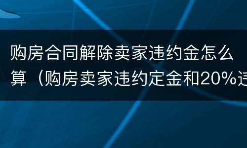 购房合同解除卖家违约金怎么算（购房卖家违约定金和20%违约金）
