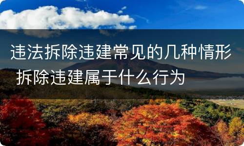 违法拆除违建常见的几种情形 拆除违建属于什么行为