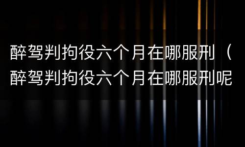 醉驾判拘役六个月在哪服刑（醉驾判拘役六个月在哪服刑呢）