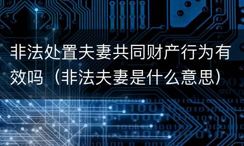 非法处置夫妻共同财产行为有效吗（非法夫妻是什么意思）