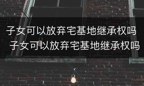子女可以放弃宅基地继承权吗 子女可以放弃宅基地继承权吗法律规定