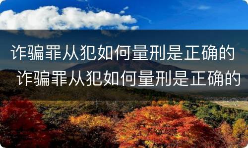 诈骗罪从犯如何量刑是正确的 诈骗罪从犯如何量刑是正确的呢