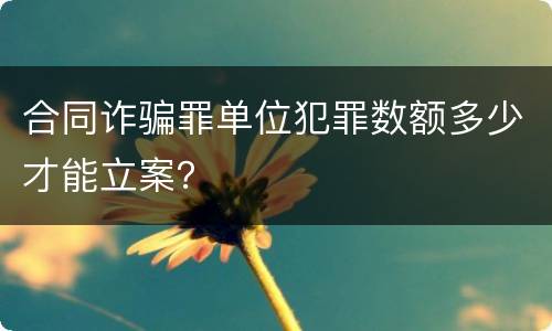 合同诈骗罪单位犯罪数额多少才能立案？