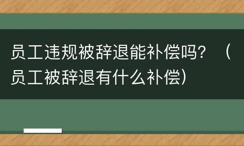 员工违规被辞退能补偿吗？（员工被辞退有什么补偿）