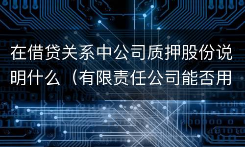 在借贷关系中公司质押股份说明什么（有限责任公司能否用股权质押借款）