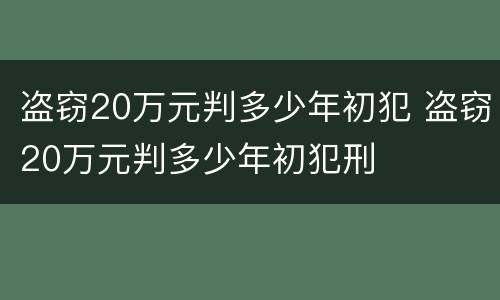 盗窃20万元判多少年初犯 盗窃20万元判多少年初犯刑