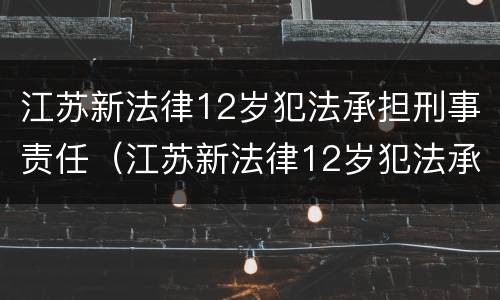 江苏新法律12岁犯法承担刑事责任（江苏新法律12岁犯法承担刑事责任多少年）