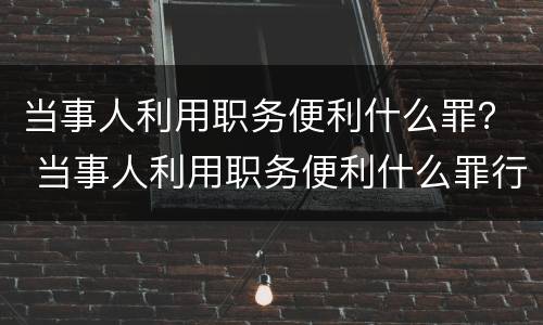 当事人利用职务便利什么罪？ 当事人利用职务便利什么罪行
