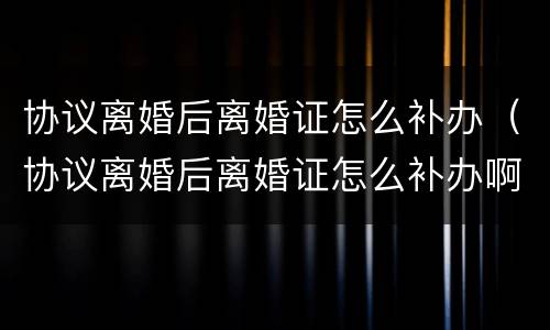 协议离婚后离婚证怎么补办（协议离婚后离婚证怎么补办啊）